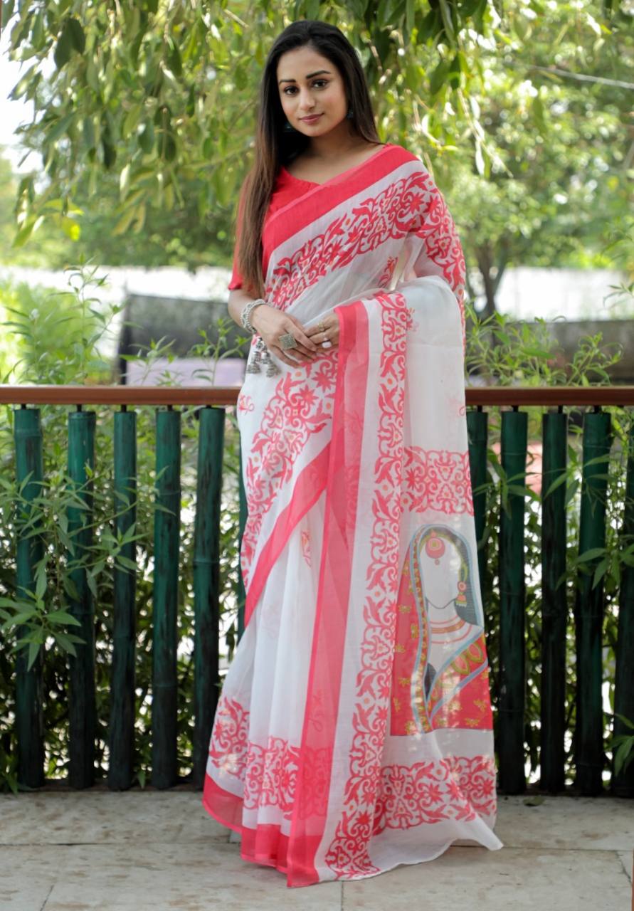 Linen saree