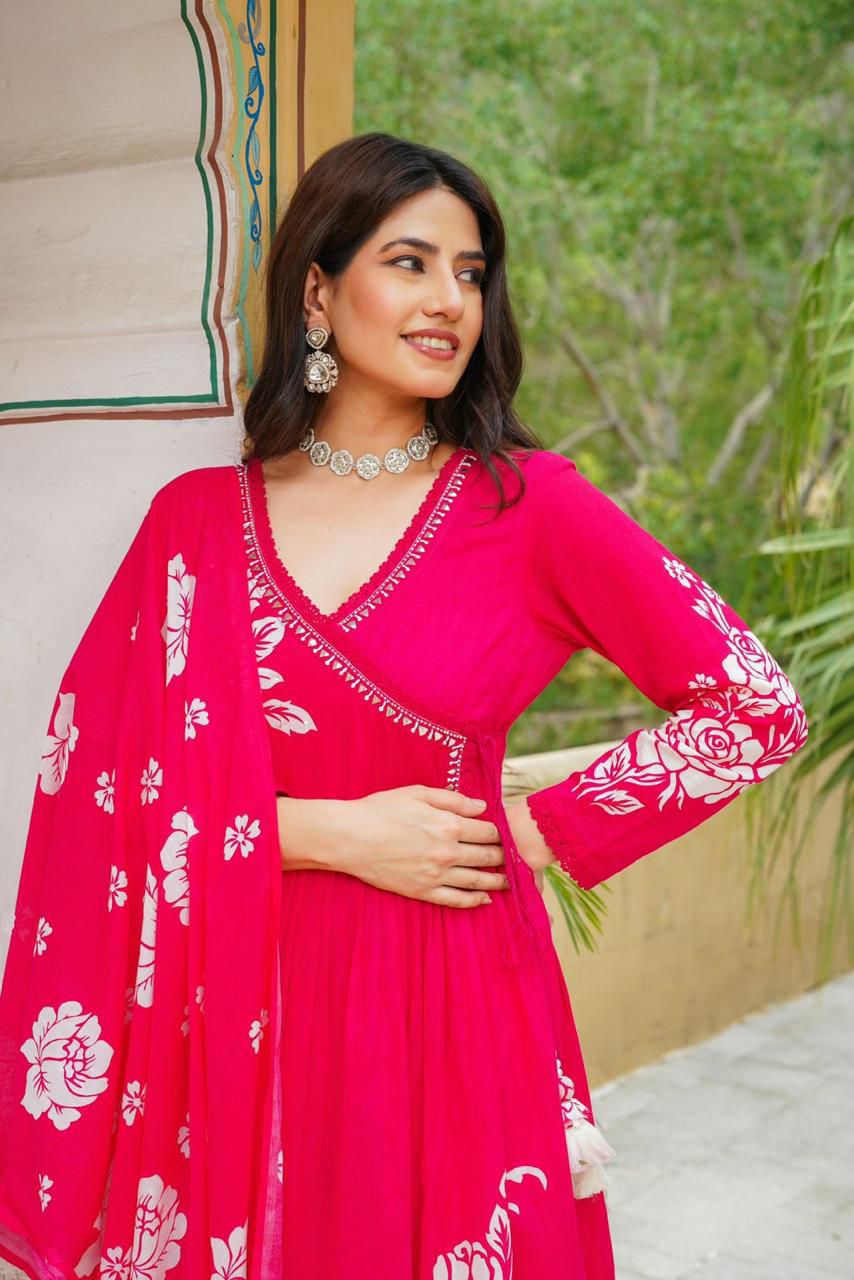 Mulmul Cotton Anarkali suit