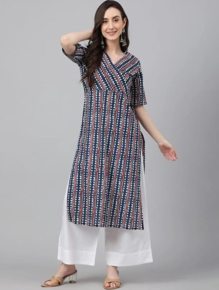 Designer V neck Kurti  Set