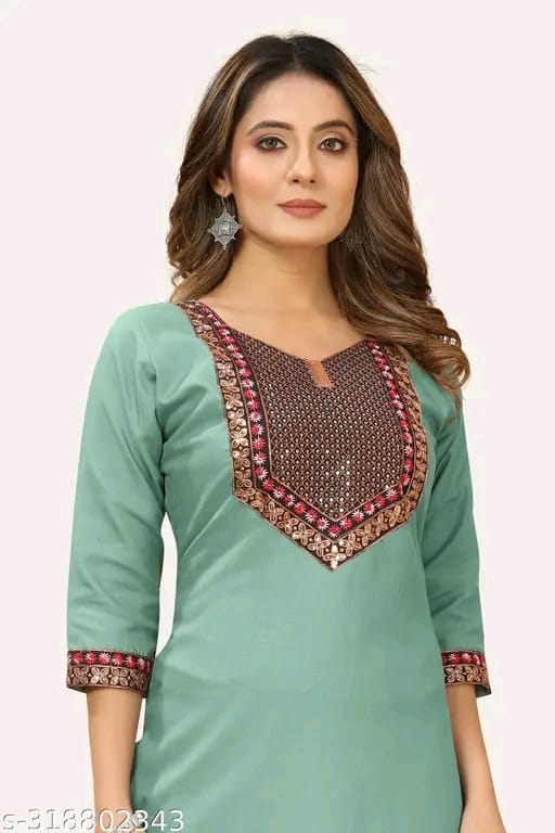 Cotton Kurti with unique Neck work