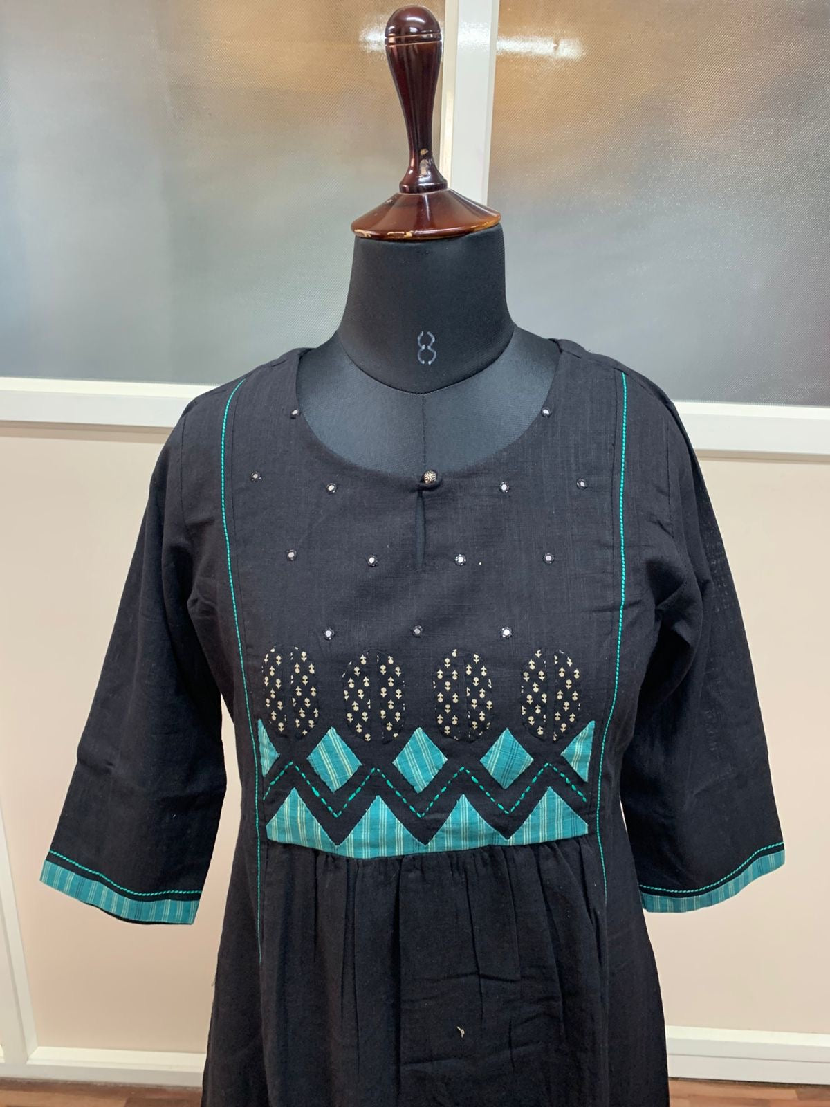 Black handloom cotton Kurti