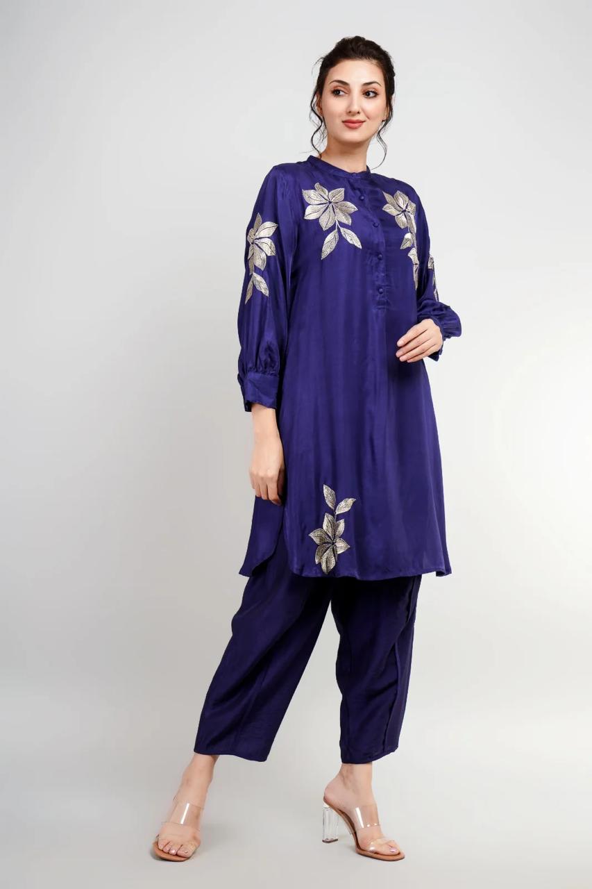 muslin embroidered co ord set