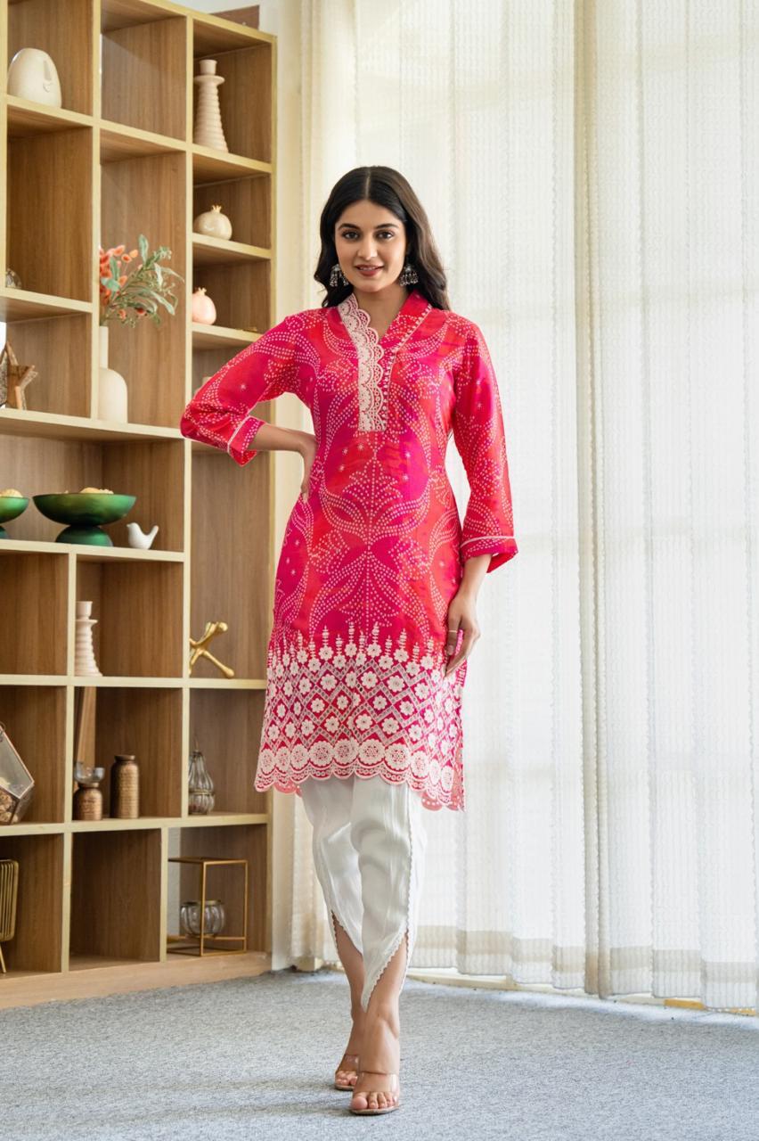 muslin bandhani shifli co ord set