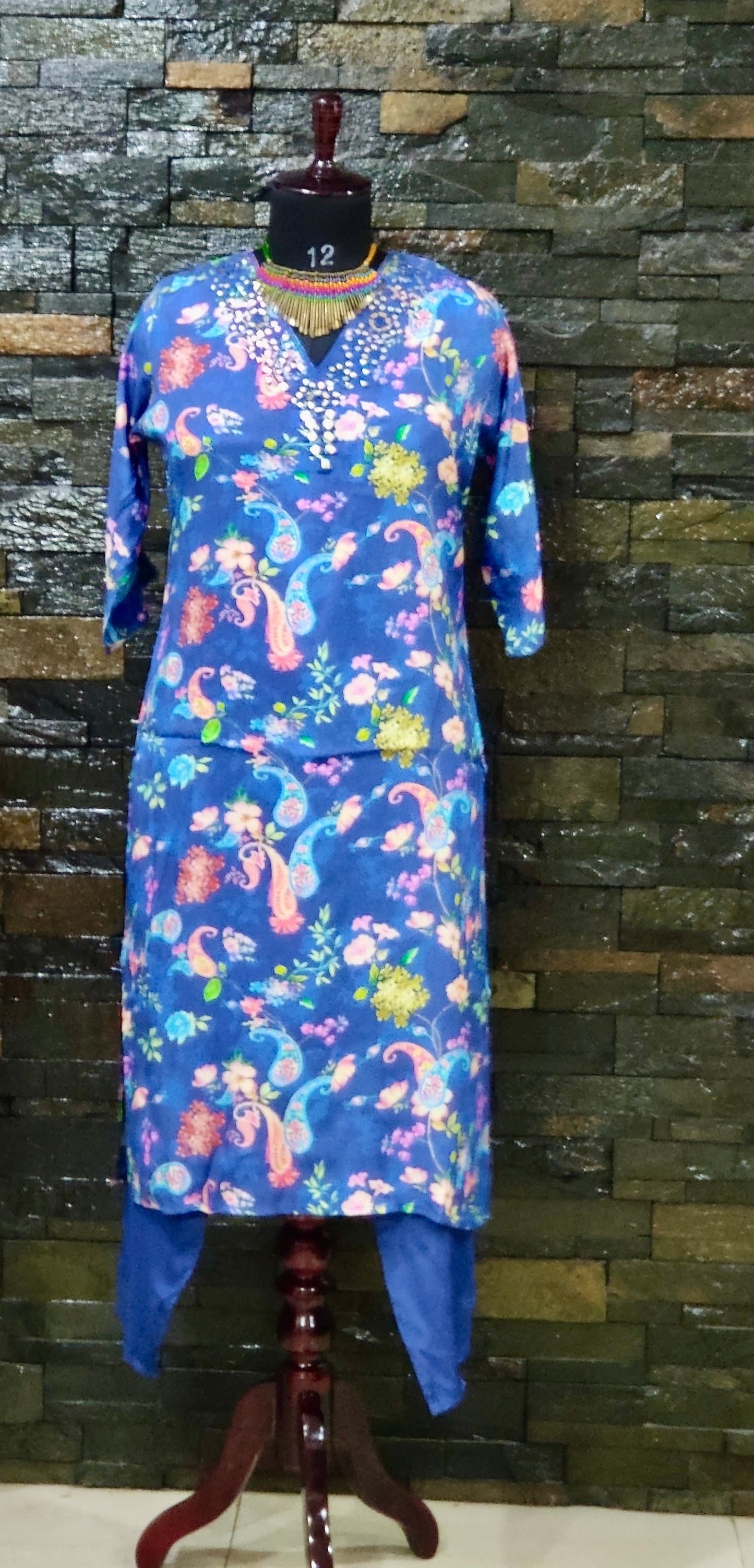 Muslin flower print kurti (2 Pcs)