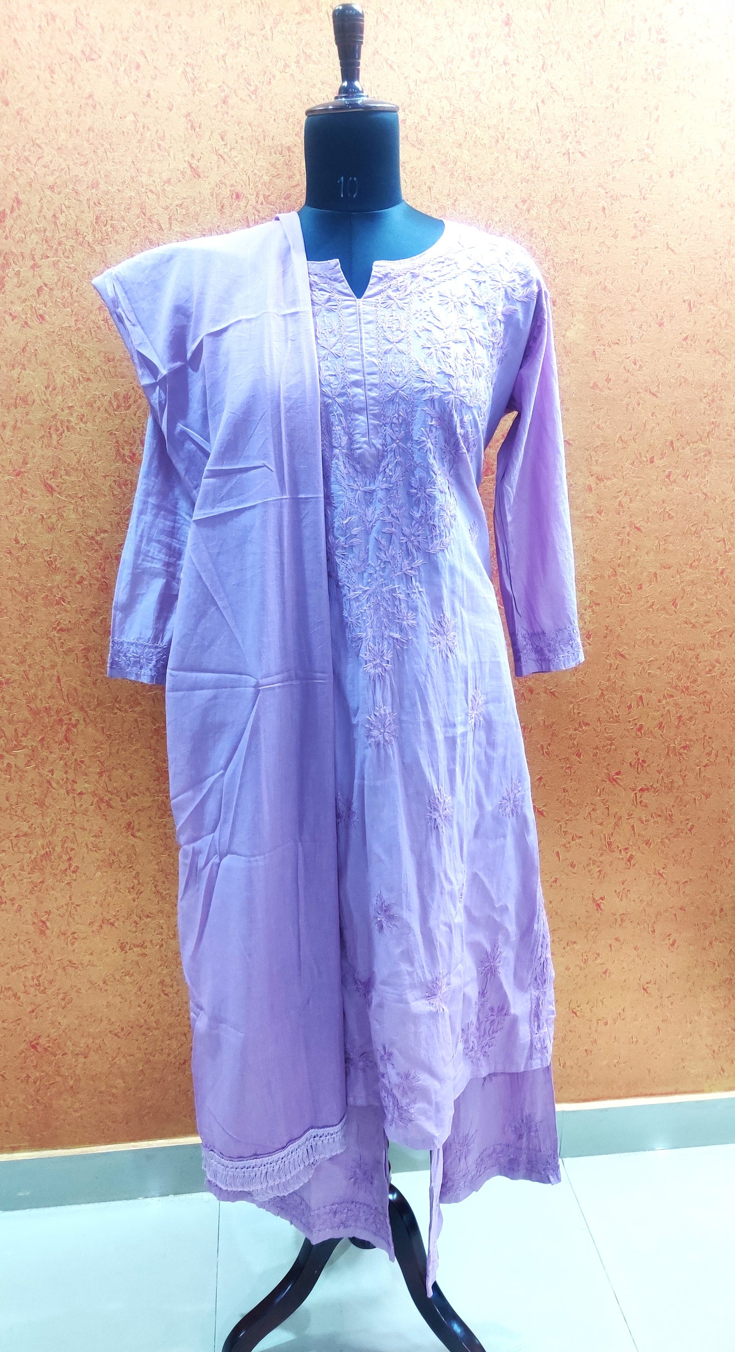 Lucknowi chikankari kurti suit (3pcs)