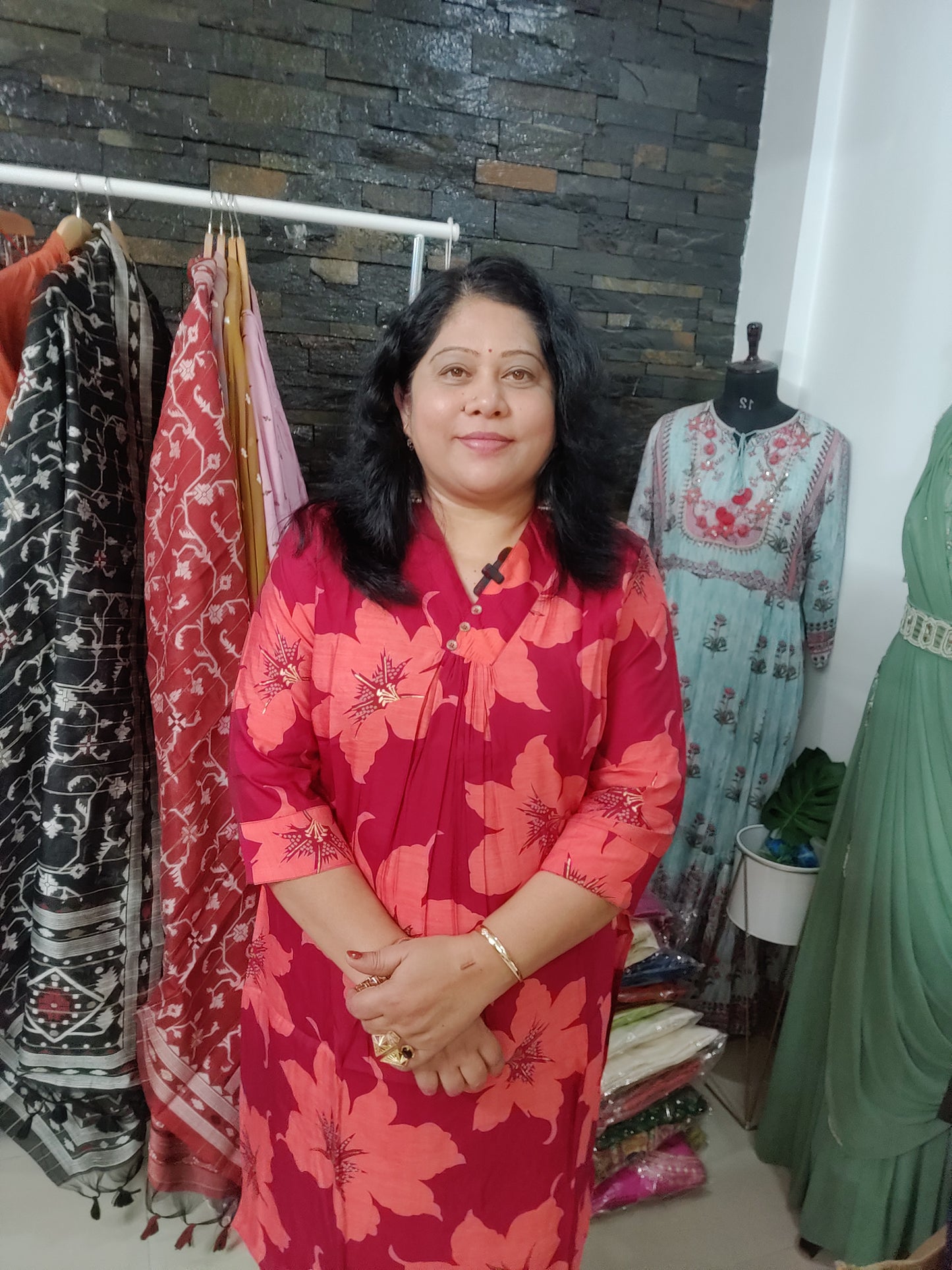 Mudal Muslin Flower Print Only Kurti