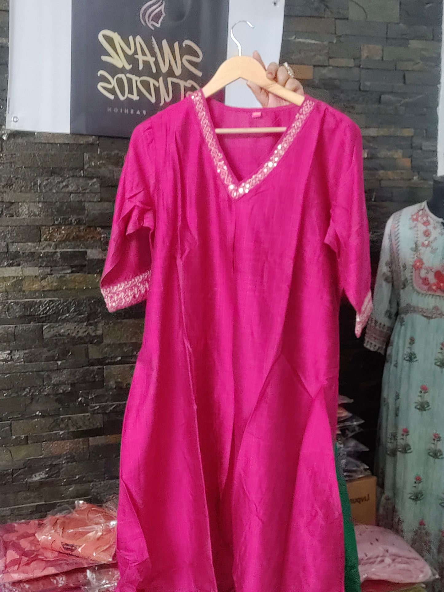 Aline Cotton Bright Shade V Neck Kurta